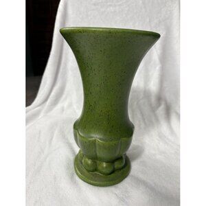 Vintage Haeger Pottery USA Green Ceramic Vase with Speckled Finish